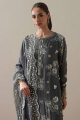 METALLIC WHISPER - 4PC CHIFFON EMBROIDERED SUIT