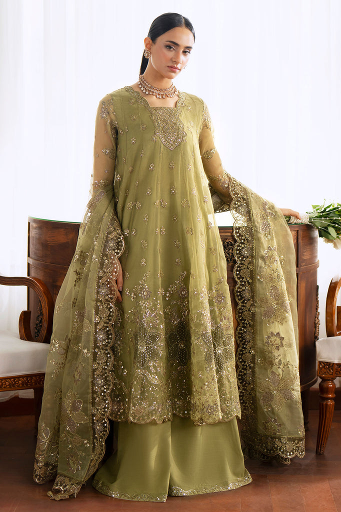 GOLDEN GROVE-3PC POLY ORGANZA EMBROIDERED PRET