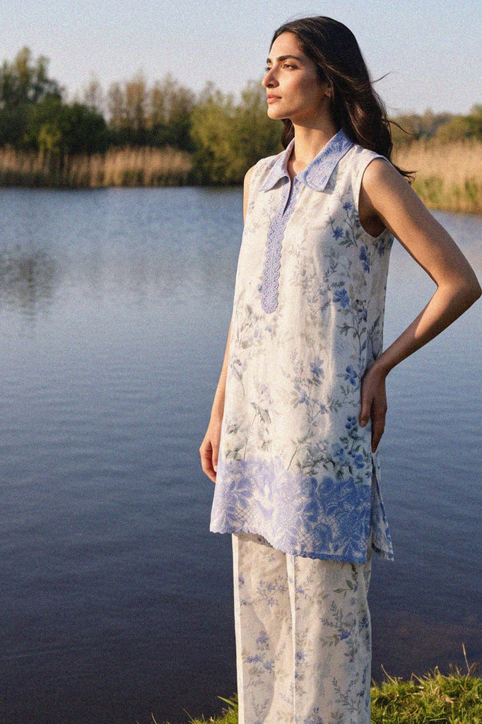 SHADOW TEAL-2 PIECE PRINTED LAWN SUIT