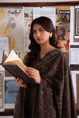 OLIVE CHARM-3PC KHADDAR PRINTED SUIT