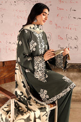 VINTAGE GRAY-3PC LINEN EMBROIDERED SUIT