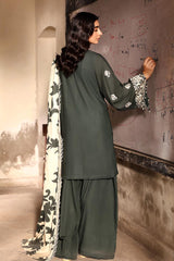 VINTAGE GRAY-3PC LINEN EMBROIDERED SUIT