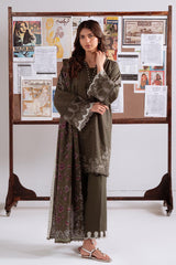 OLIVE CHARM-3PC KHADDAR PRINTED SUIT