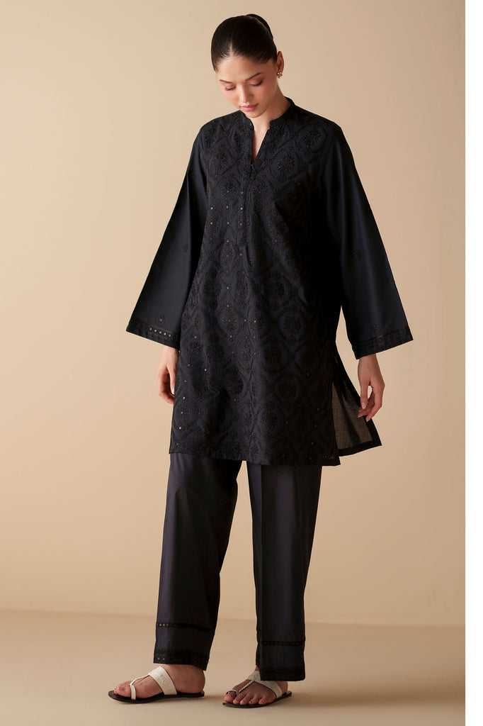 ETERNAL BLACK EMBROIDERED CAMBRIC SHIRT