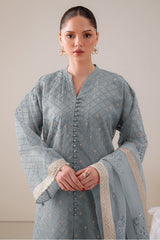 GOSSAMER GREEN-4PC ORGANZA EMBROIDERED SUIT