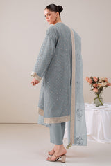 GOSSAMER GREEN-4PC ORGANZA EMBROIDERED SUIT