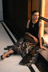 CHARCOAL VOID-3PC EMBROIDERED SILK SUIT