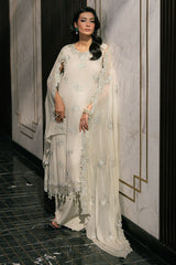 PISTACHIO FERN-4PC EMBROIDERED CHIFFON SUIT