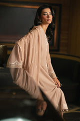 GILDED BEIGE-4PC EMBROIDERED CHIFFON SUIT