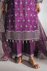 GRAPE RED-3PC EMBROIDERED SILK SUIT