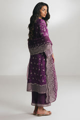 GRAPE RED-3PC EMBROIDERED SILK SUIT