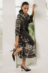 BLACK TRELLIS PRINTED SILK SHIRT