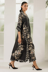 BLACK TRELLIS PRINTED SILK SHIRT