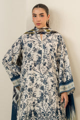 BEIGE VERVE-3PC KHADDAR PRINTED SUIT