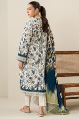 BEIGE VERVE-3PC KHADDAR PRINTED SUIT