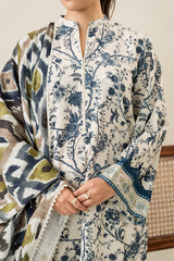 BEIGE VERVE-3PC KHADDAR PRINTED SUIT