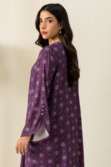 DEEP MAUVE-2PC LINEN PRINTED SUIT