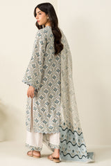 COCONUT HAZE-3PC LINEN PRINTED SUIT