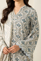 COCONUT HAZE-3PC LINEN PRINTED SUIT