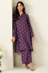 DEEP MAUVE-2PC LINEN PRINTED SUIT