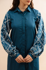 CERULEAN DREAM DYED LAWN SHIRT