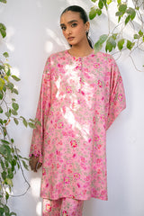 CORAL HAZE-2 PIECE PRINTED LINEN SUIT