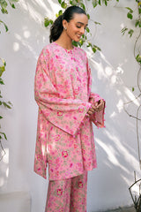 CORAL HAZE-2 PIECE PRINTED LINEN SUIT