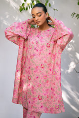 CORAL HAZE-2 PIECE PRINTED LINEN SUIT