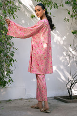 CORAL HAZE-2 PIECE PRINTED LINEN SUIT