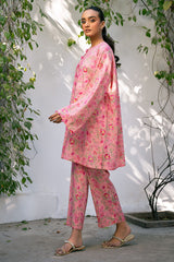 CORAL HAZE-2 PIECE PRINTED LINEN SUIT