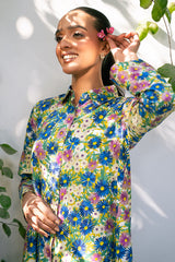 IVORY BLOOM-2 PIECE PRINTED LINEN SUIT