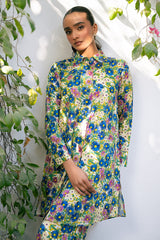IVORY BLOOM-2 PIECE PRINTED LINEN SUIT
