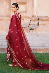 ROUGE ZEST-3PC EMBROIDERED LAWN SUIT