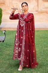 ROUGE ZEST-3PC EMBROIDERED LAWN SUIT
