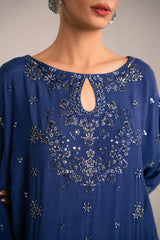 AZURE SPARKLE EMBROIDERED SILK SHIRT