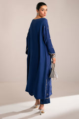 AZURE SPARKLE EMBROIDERED SILK SHIRT