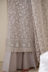 PEARL GRAY-4PC ORGANZA EMBROIDERED SUIT