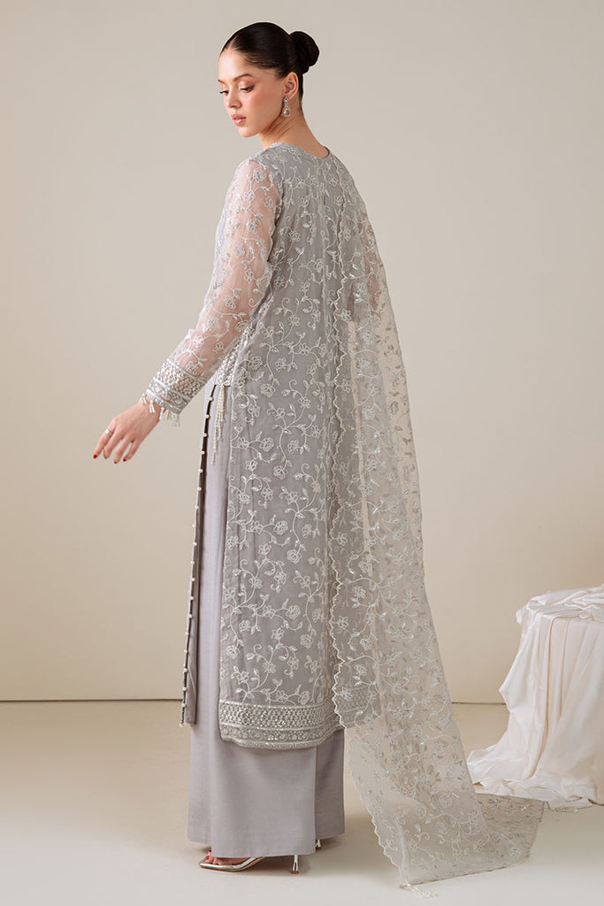 PEARL GRAY-4PC ORGANZA EMBROIDERED SUIT