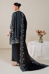TROPICAL TEAL-3PC SILK EMBROIDERED SUIT