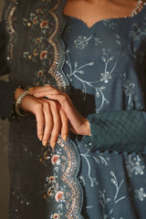 MAJESTIC TEAL-3PC (SHIRT, TROUSER & DUPATTA)