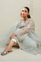 DAZZLING AQUA -3PC (SHIRT, TROUSER & DUPATTA)