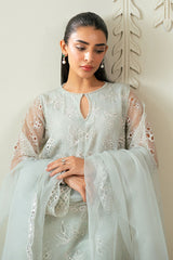 DAZZLING AQUA -3PC (SHIRT, TROUSER & DUPATTA)