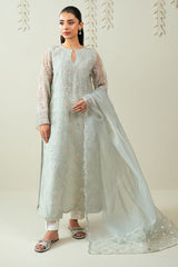 DAZZLING AQUA -3PC (SHIRT, TROUSER & DUPATTA)