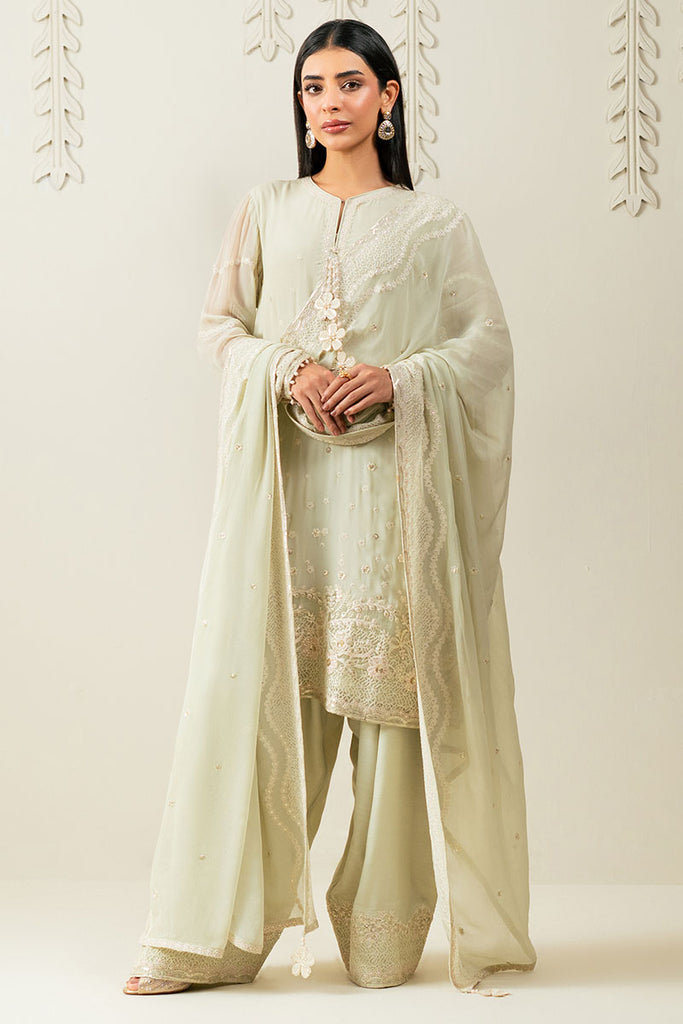 MINTY PALE -3PC (SHIRT, TROUSER & DUPATTA)