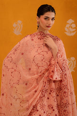 PEACH SORBET-3PC CHIKANKARI SUIT
