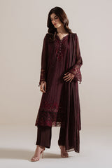 VELVET DUSK-4PC CHIFFON EMBROIDERED SUIT