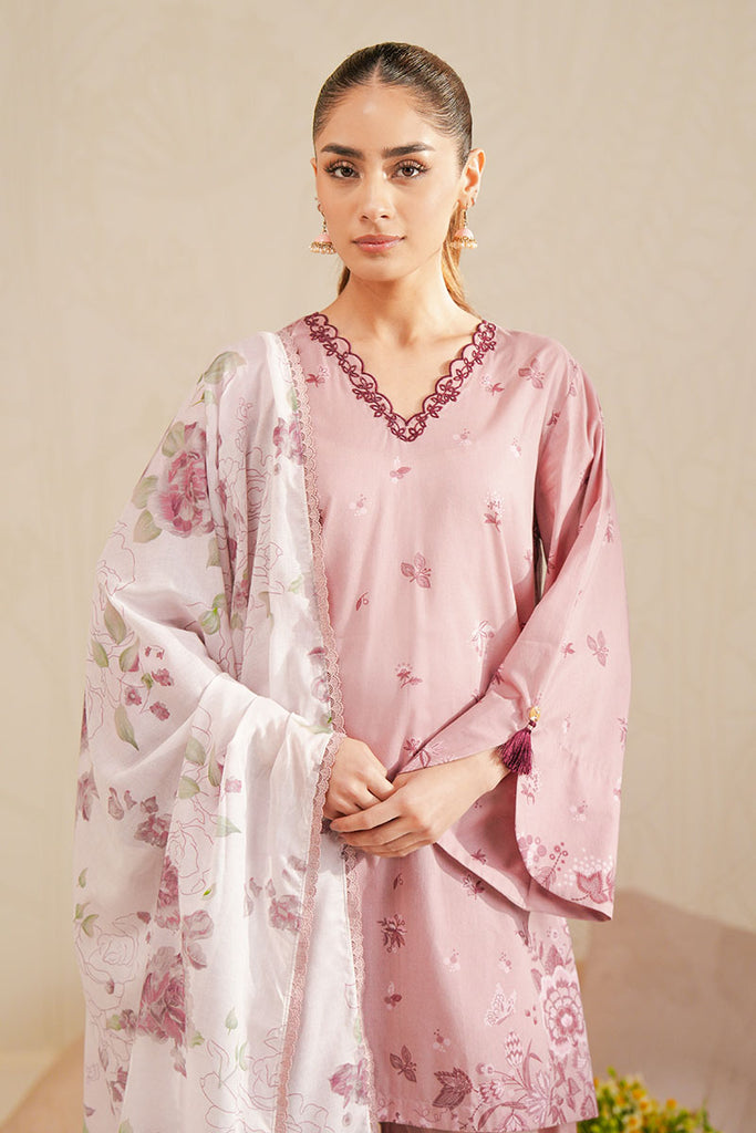 FLORAL BLUSH-3 PIECE PRINTED LAWN SUIT