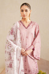 FLORAL BLUSH-3 PIECE PRINTED LAWN SUIT
