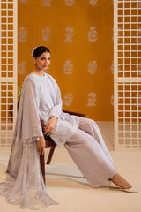 LAVENDER ASH-3PC CHIKANKARI SUIT