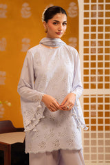 LAVENDER ASH-3PC CHIKANKARI SUIT
